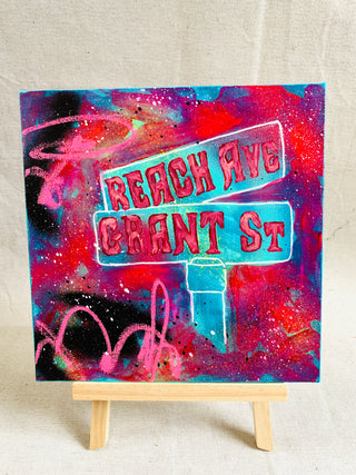 Grant Street Beach Sign No.7 | 10 x 10" | Oil/Mixed Media on Canvas